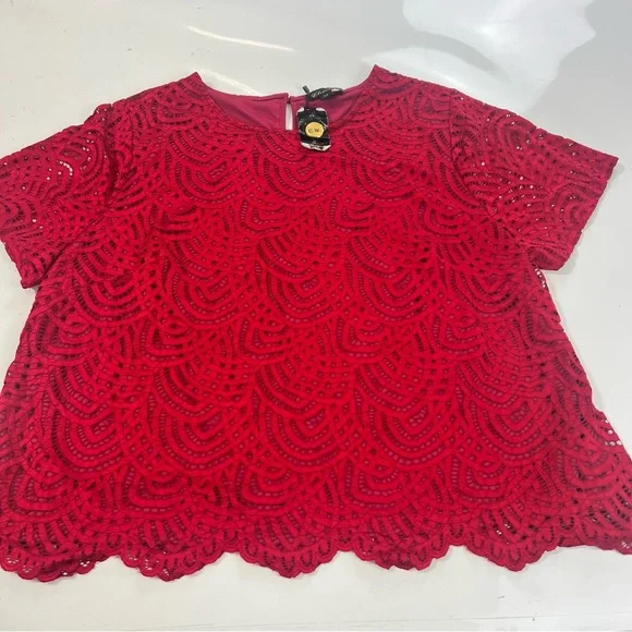 Chicwe women’s red shirt sleeve top 4X m138-17 - Picture 1 of 3